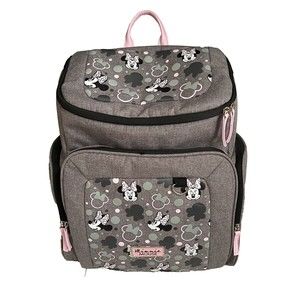 Disney Baby Minnie Mouse Gray & Pink Insulated Pocket Backpack Diaper Bag